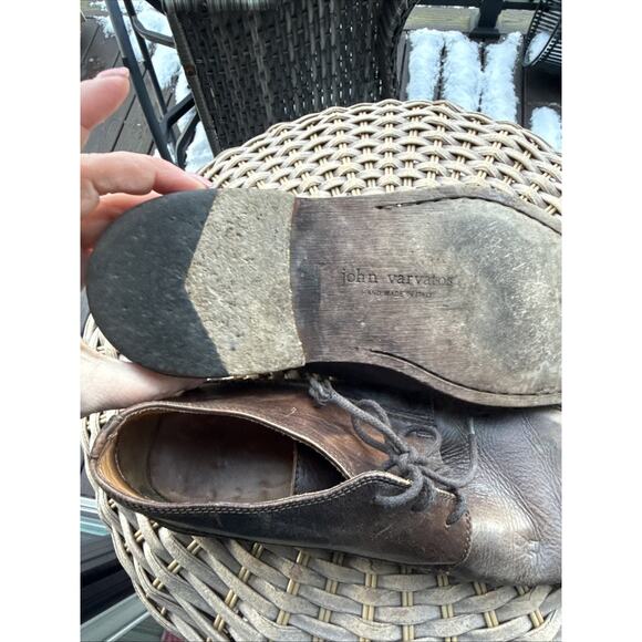 John Varvatos Brown Leather Dress Oxford Derby Shoe US 10 Lace-Up Broken In